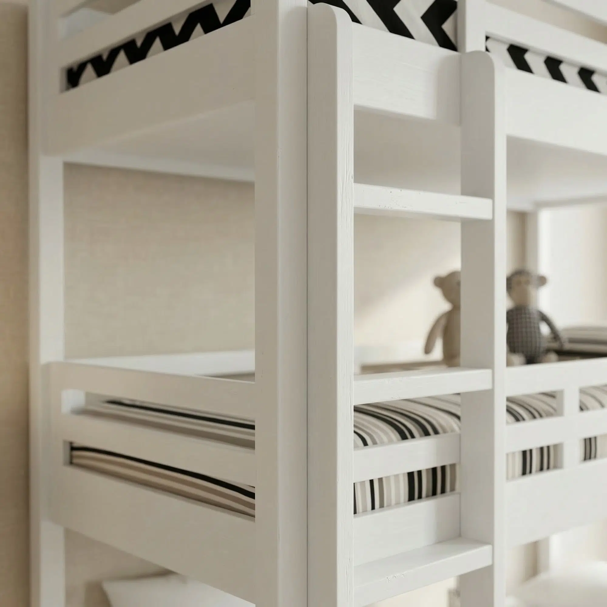 Triple Toddler White Bunk Bed