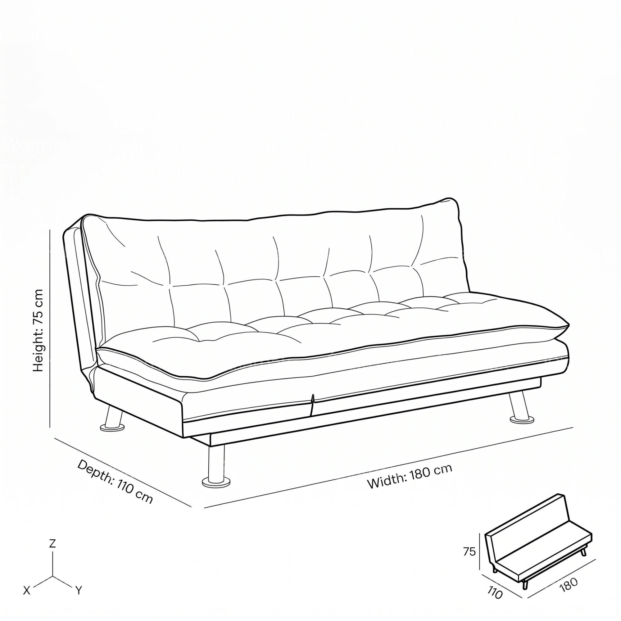 Amos 3 Seater Sofa Bed