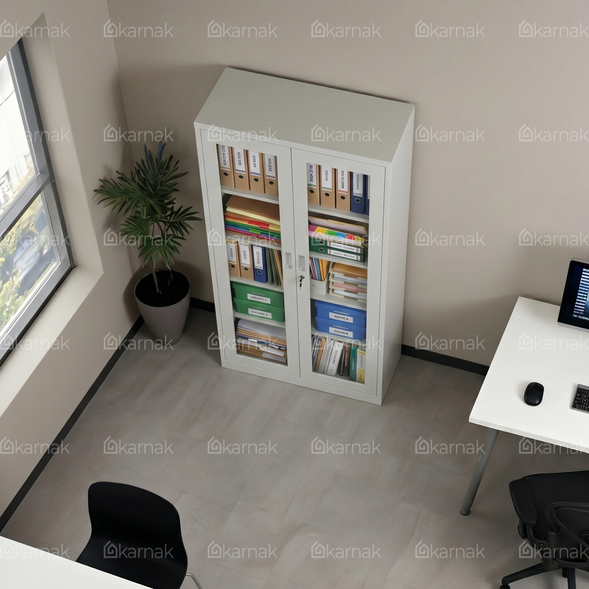 Korbin 2-Door Glass Door Metal Cabinet