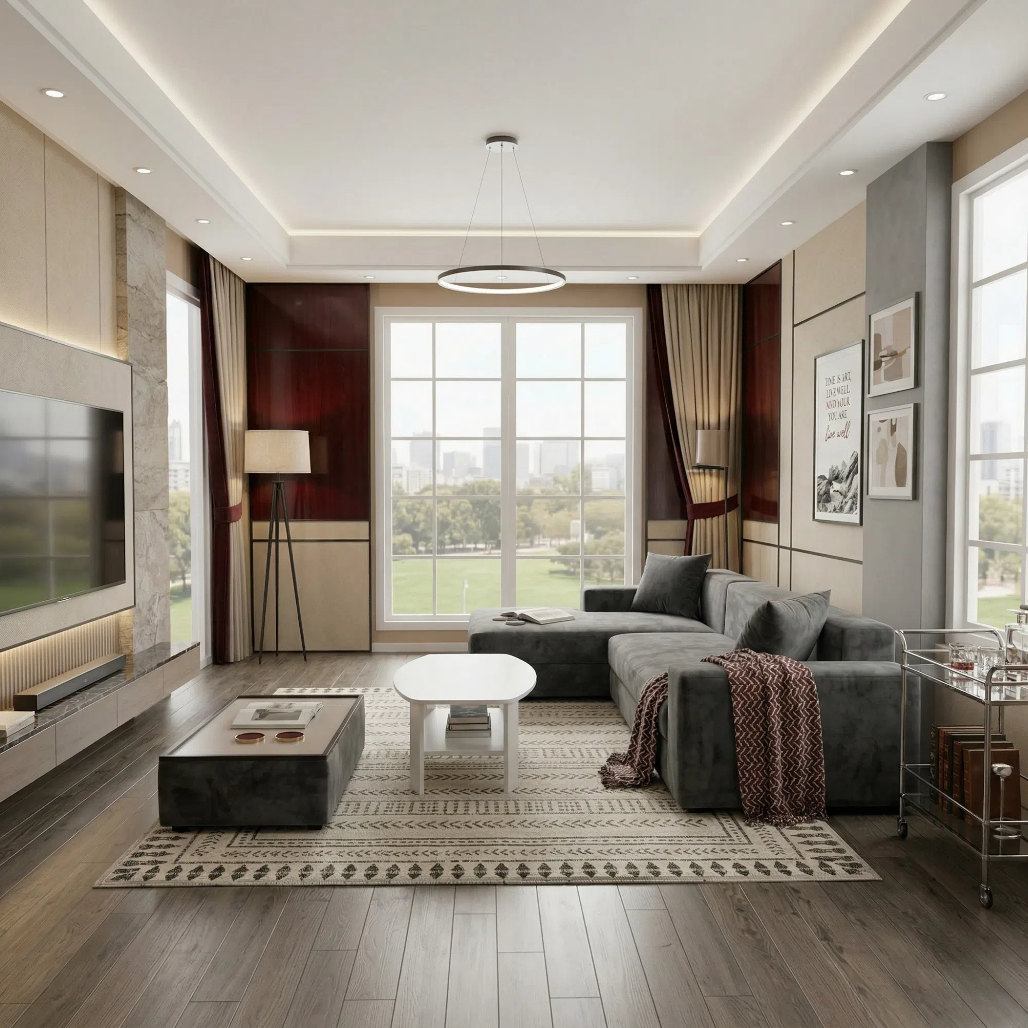 Modern L Shape Sofa with Free Coffee Table