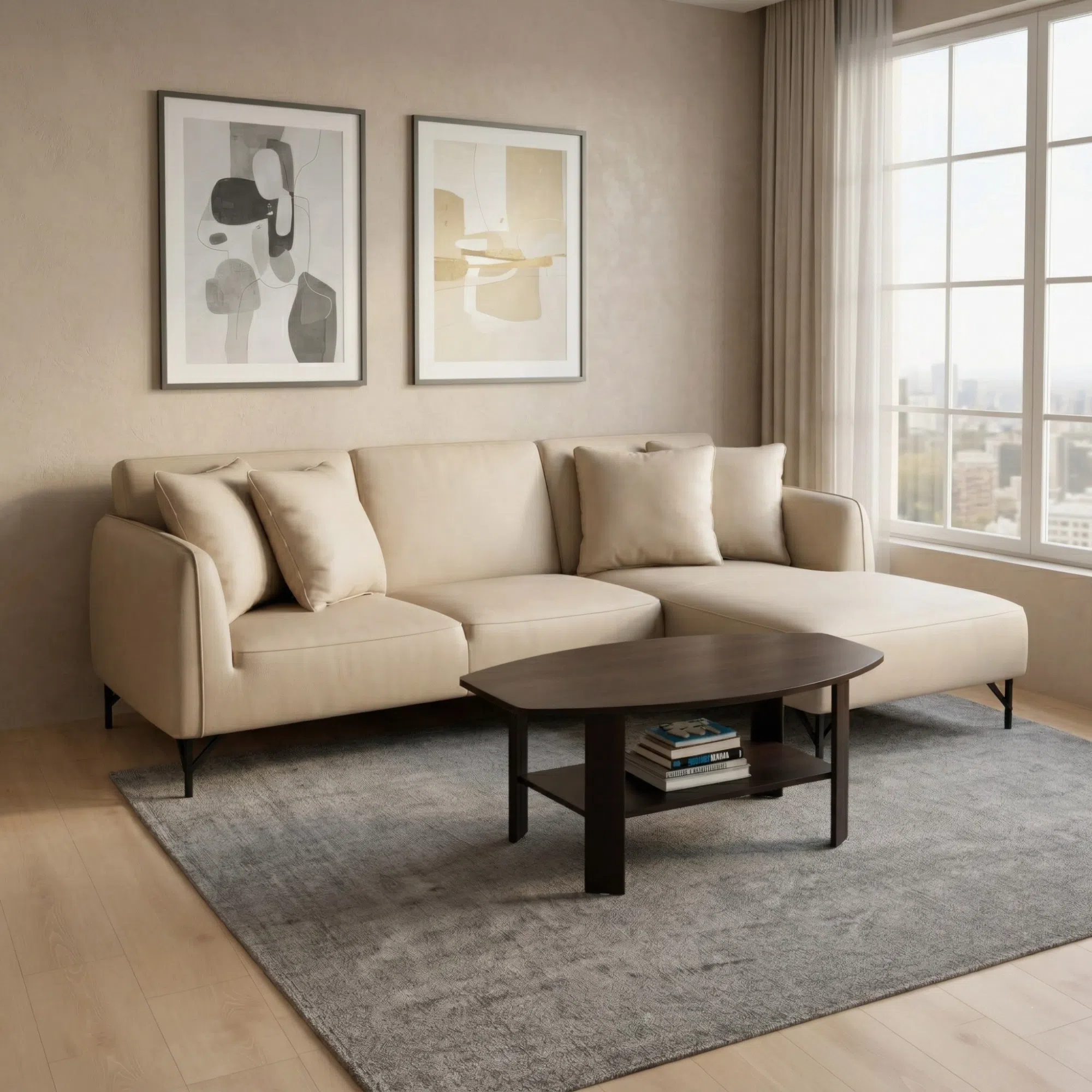 Modern Corner Sofa with Free Coffee Table