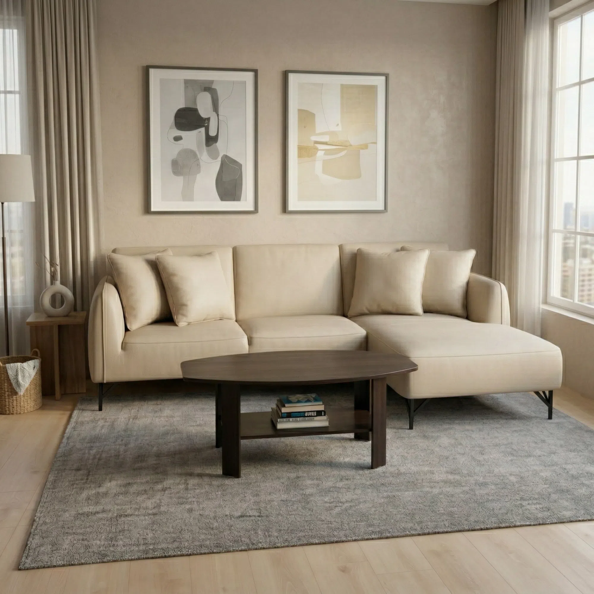 Modern Corner Sofa with Free Coffee Table