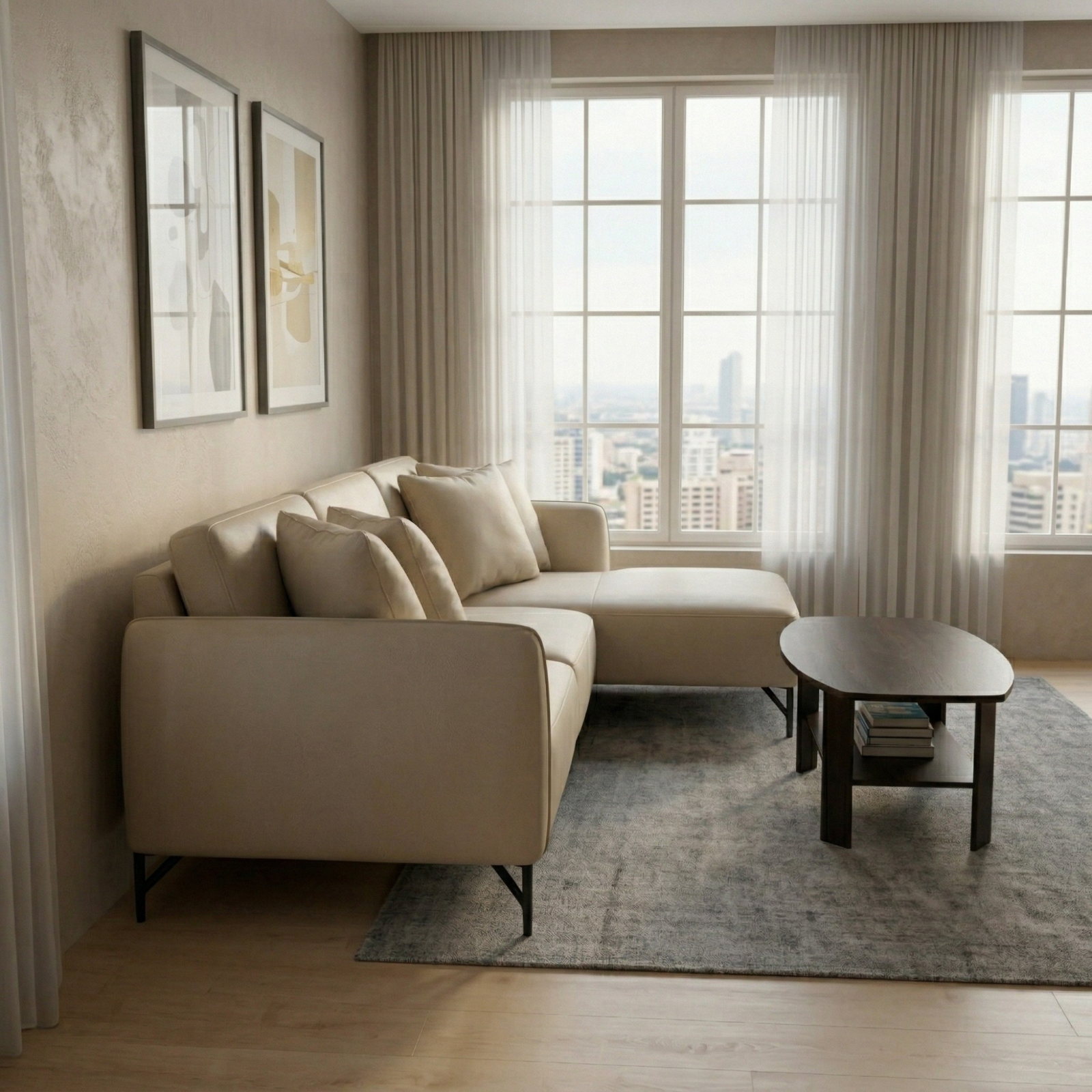 Modern Corner Sofa with Free Coffee Table