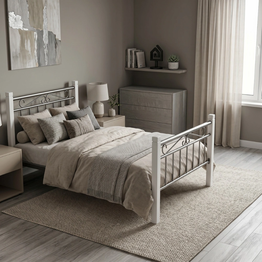Nedrah Wooden Steel Bed Frame