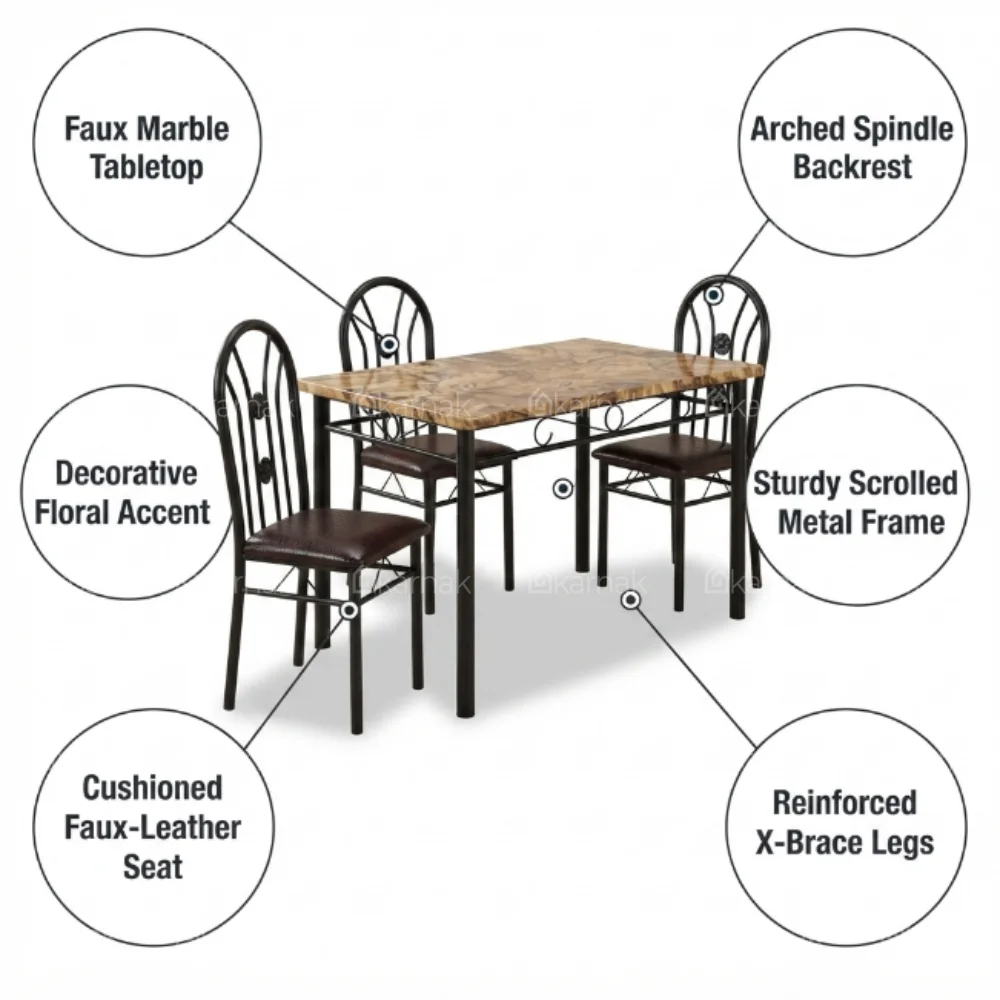Kalene Marble Dining Table Set