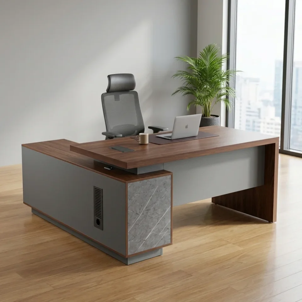 Saydel L Shaped Executive Desk with Drawers…