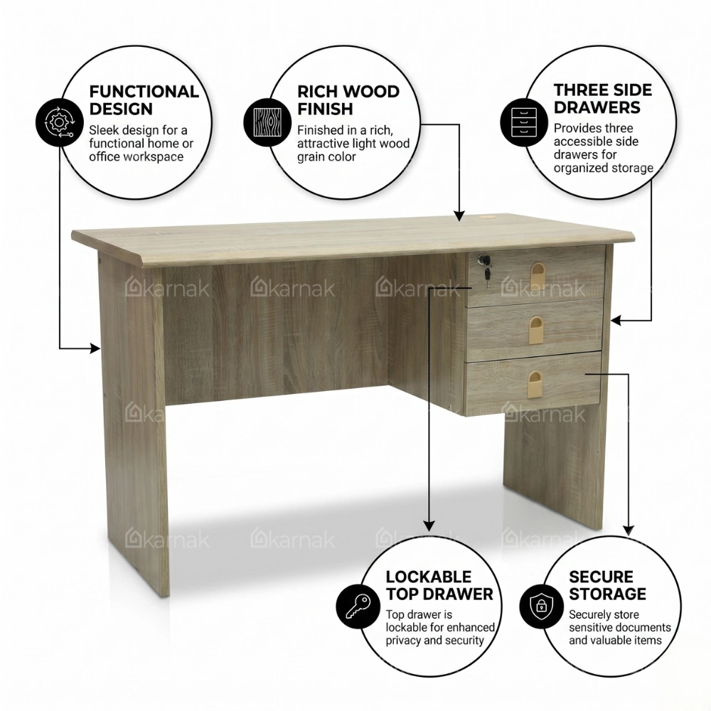 Fiecke Office Desk with Drawers