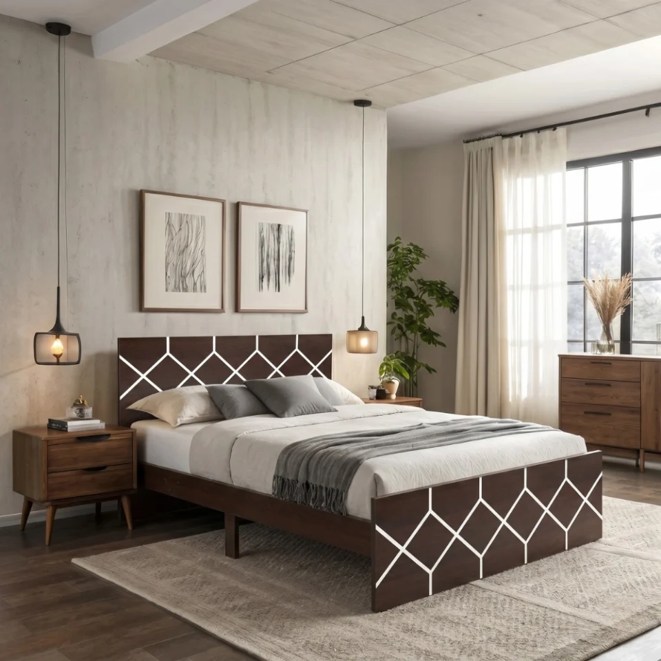 Ackley Wooden Single Bed Frame (Brown)…