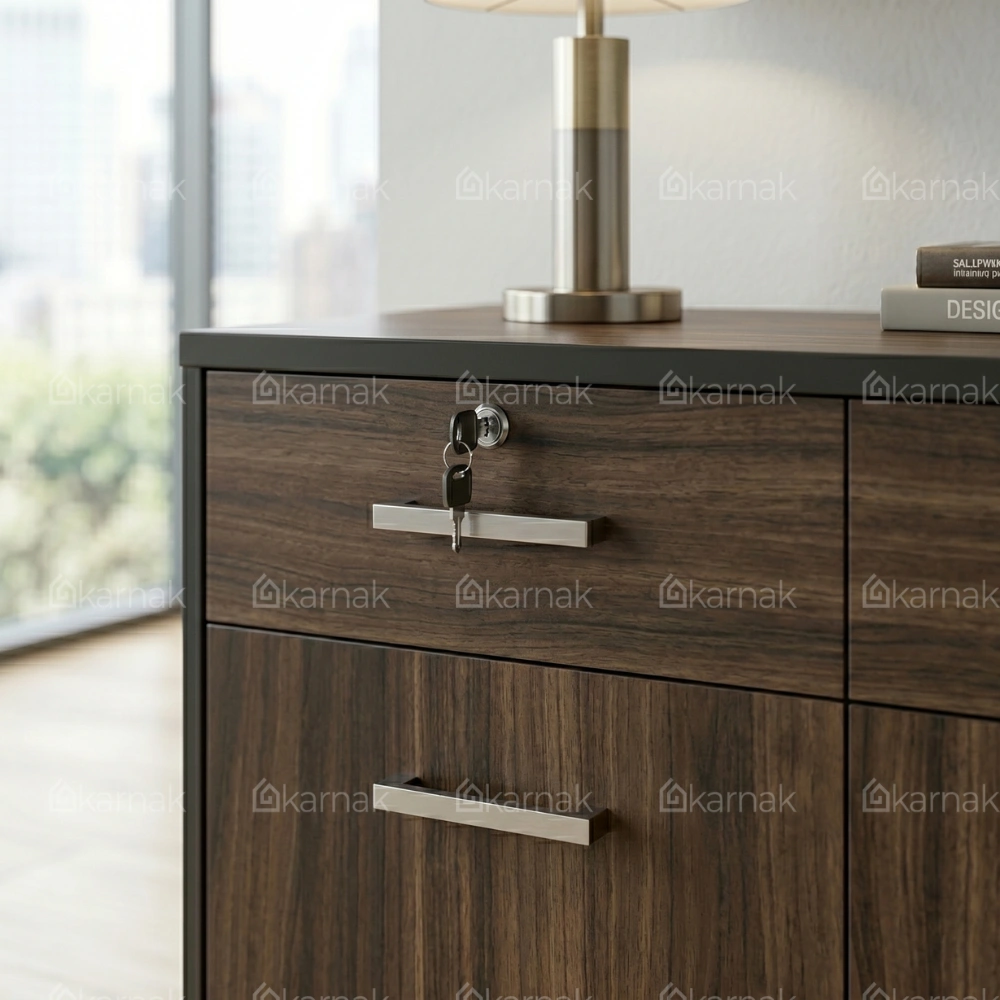 Luxerio Wooden 2-Door Low Cabinet With Drawers