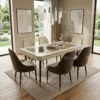 Gorge Dining Set with Marble Ceramic Top 1+6 – Beige Brown