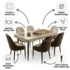 Gorge Dining Set with Marble Ceramic Top 1+6 – Beige Brown
