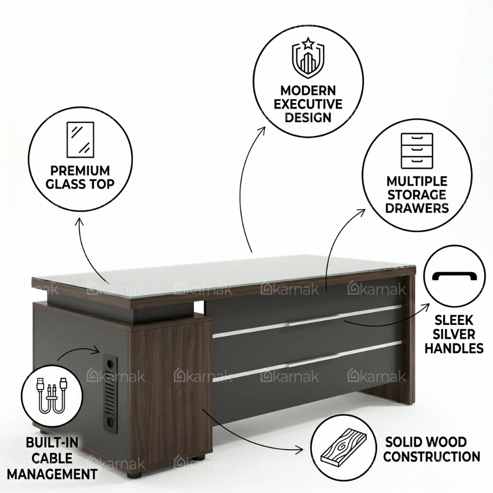Keno Executive Desk-Walnut & Grey