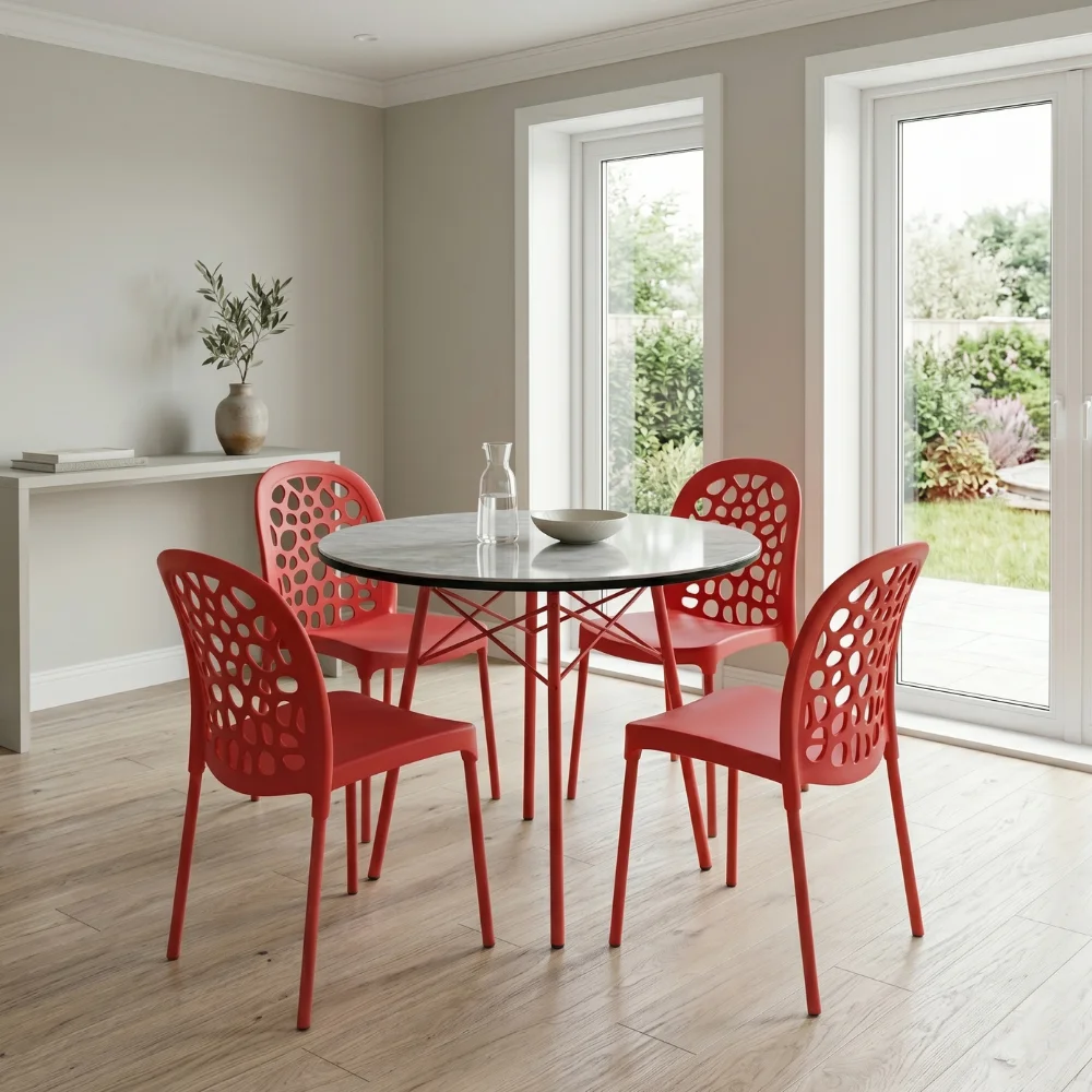 Aljar Dining Set 1+4 – GREY RED