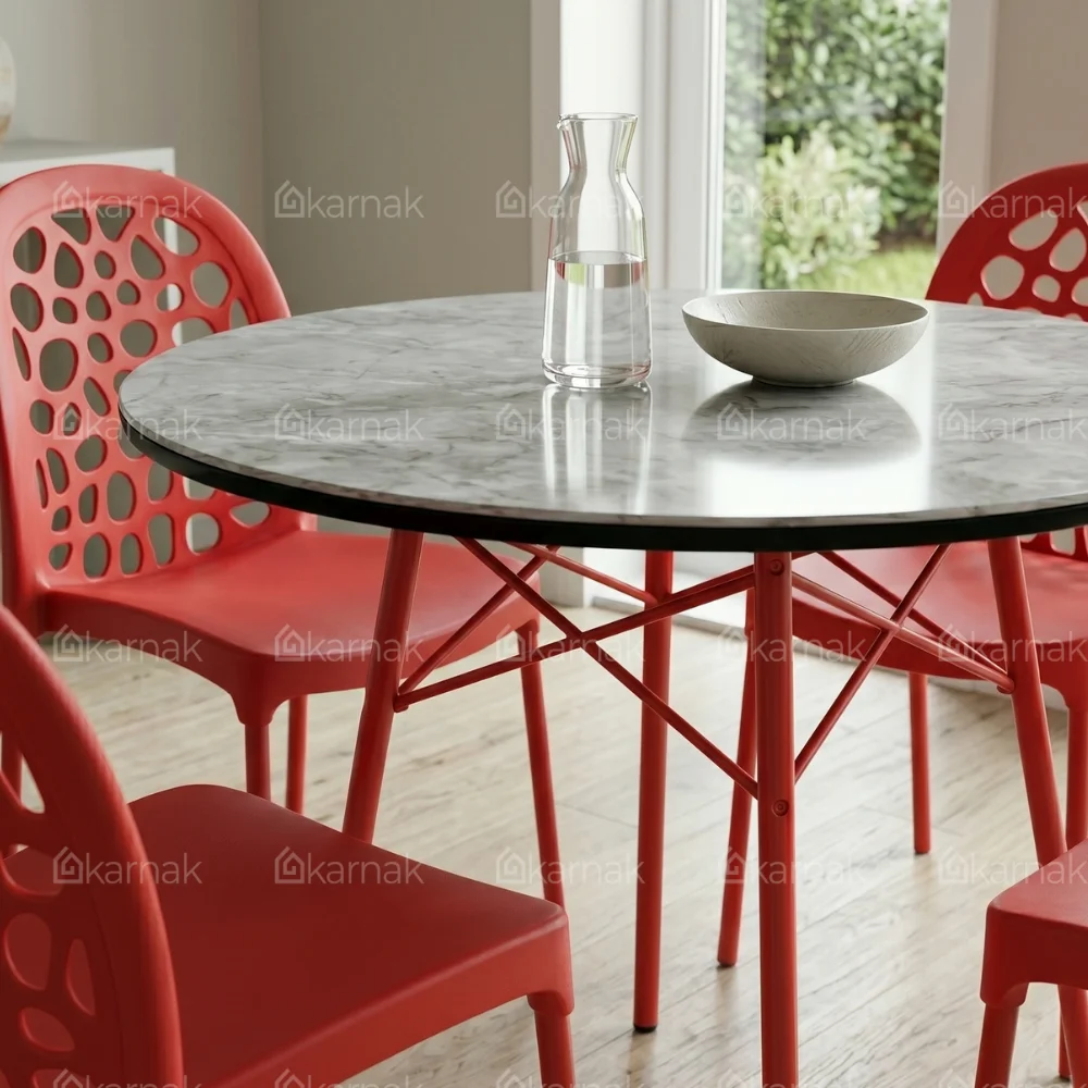 Aljar Dining Set 1+4 – GREY RED