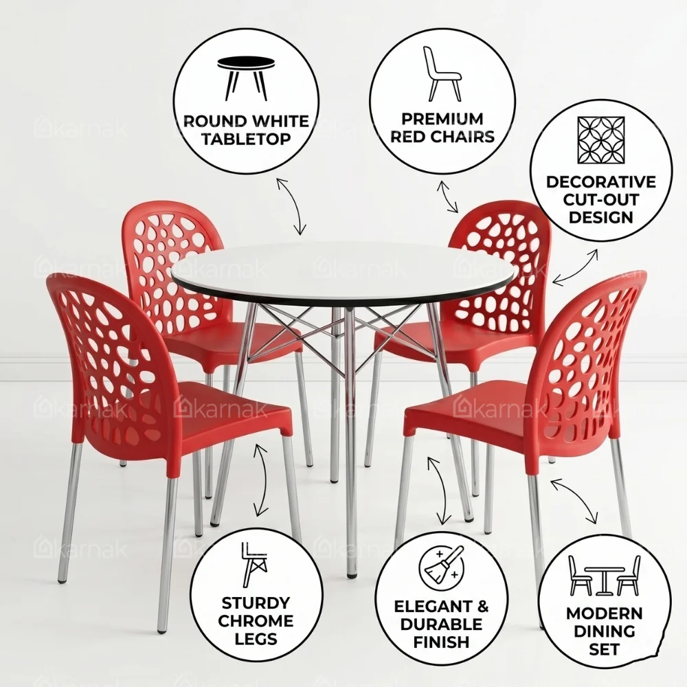 Aljar Dining Set 1+4 – GREY RED
