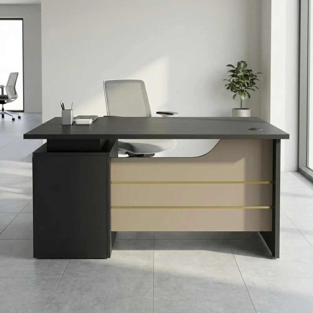 Alvin Office Table 1.0 – Wenge + Grey