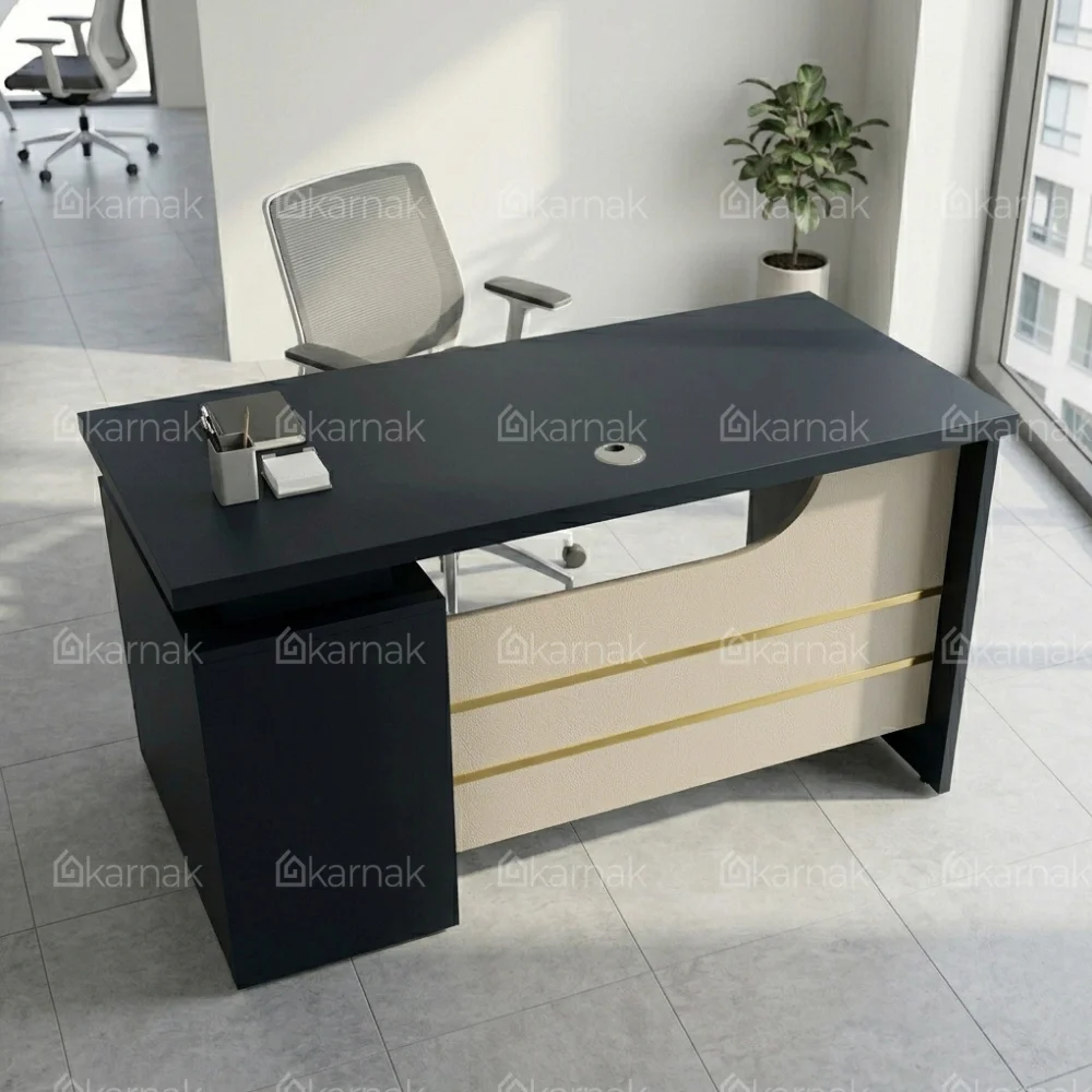 Alvin Office Table 1.0 – Wenge + Grey
