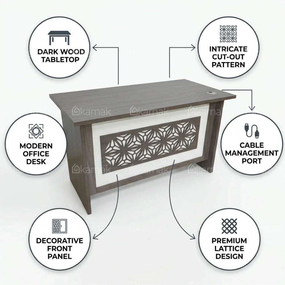 Brownven Office Table 1.0 – Walnut + White