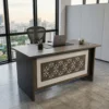 Brownven Office Table 1.0 – Walnut + White