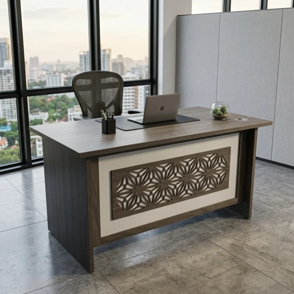 Brownven Office Table 1.0 – Walnut + White…