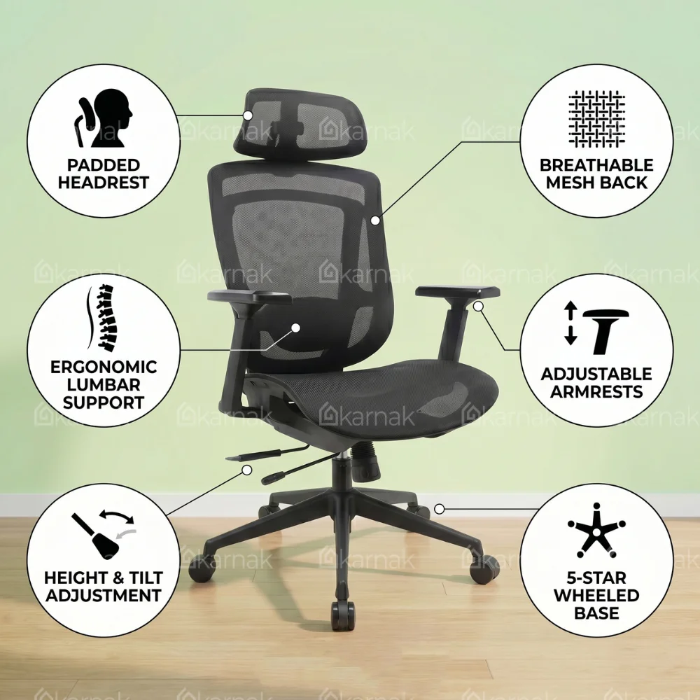 Comfy High Back Office Chair – Black