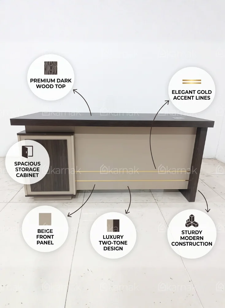 Cori Office Table – Oak + Khaki