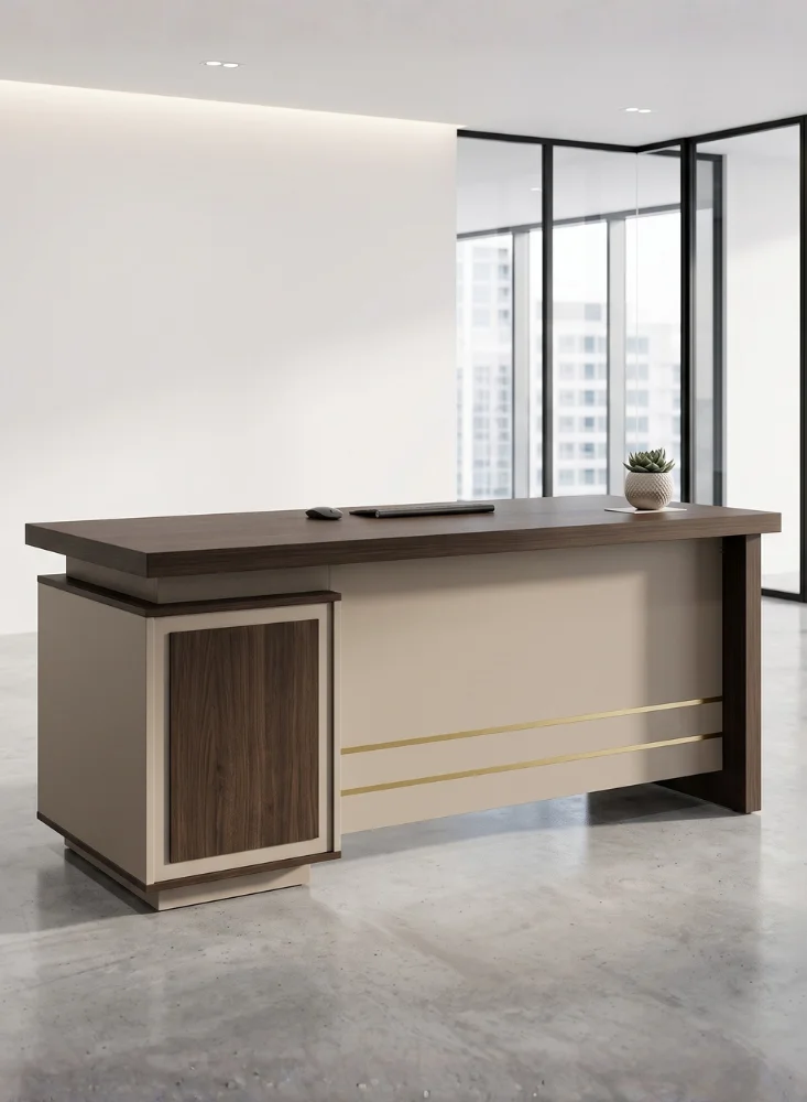 Cori Office Table – Oak + Khaki