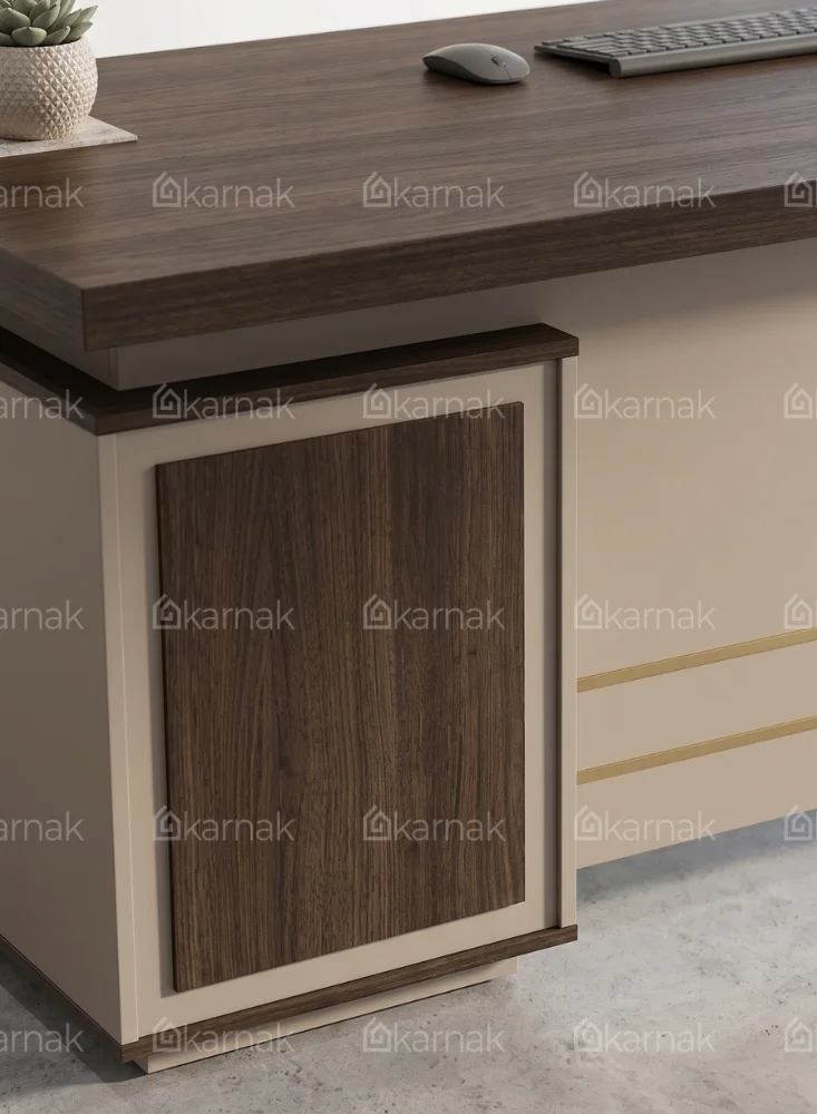 Cori Office Table – Oak + Khaki