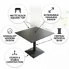 Crete Ceramic Square Dining Table Top – Black and Grey