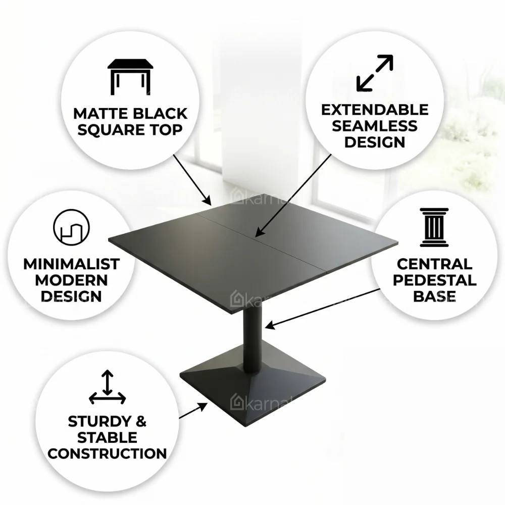Crete Ceramic Square Dining Table Top – Black and Grey