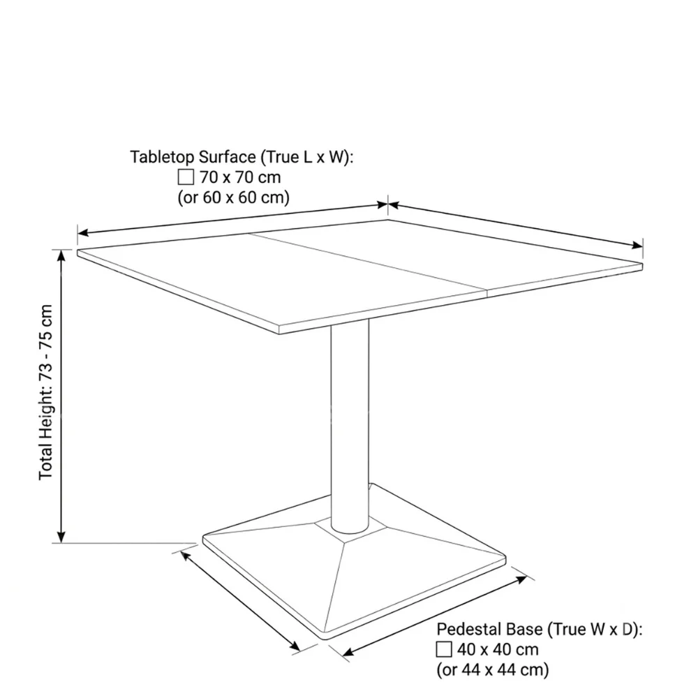 Crete Ceramic Square Dining Table Top – Black and Grey
