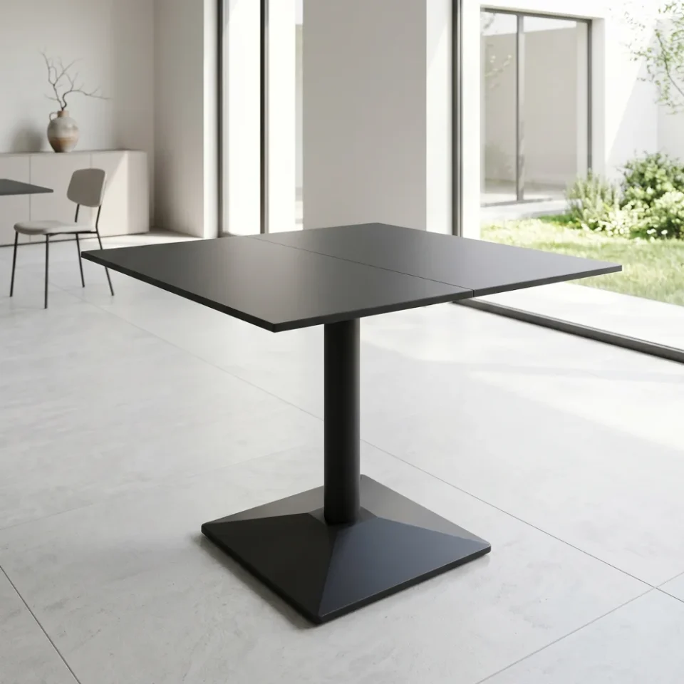 Crete Ceramic Square Dining Table Top – Black and Grey…
