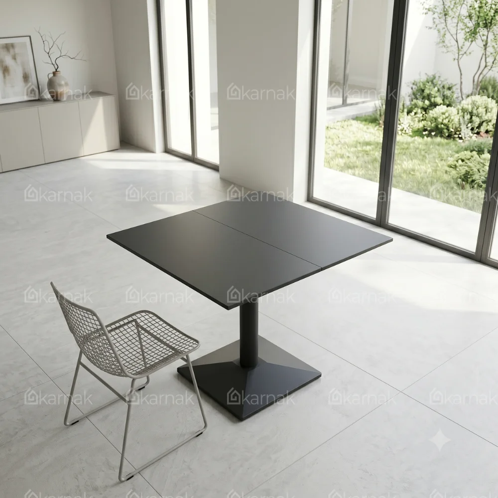 Crete Ceramic Square Dining Table Top – Black and Grey