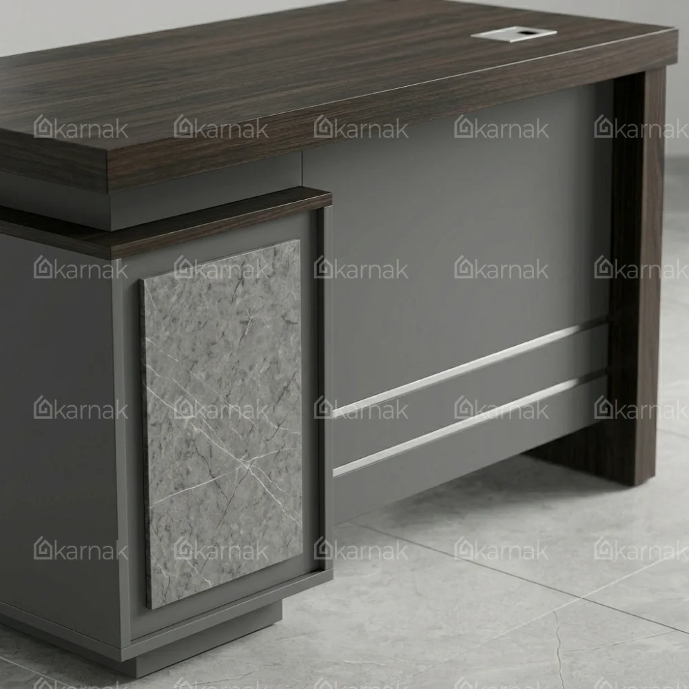 Duplex Office Table – Coffee + Khaki