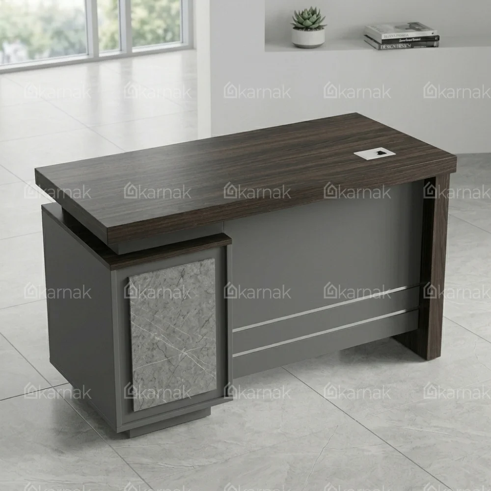 Duplex Office Table – Coffee + Khaki