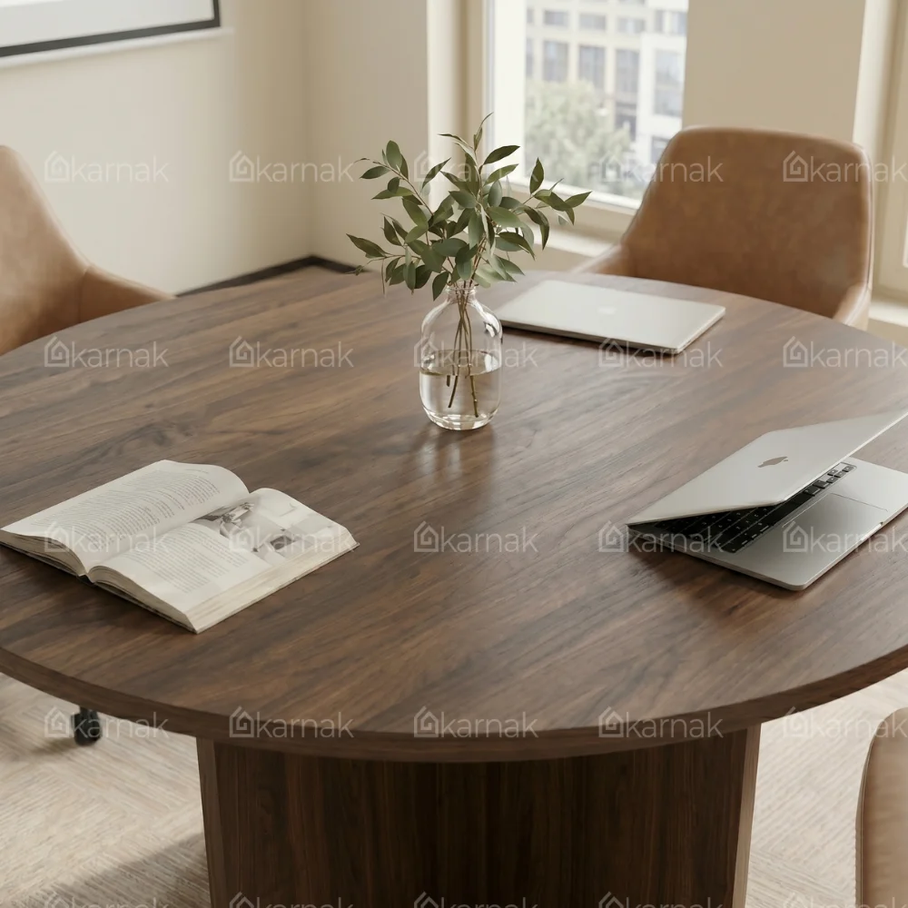 Elite Round Meeting Table Walnut + Grey