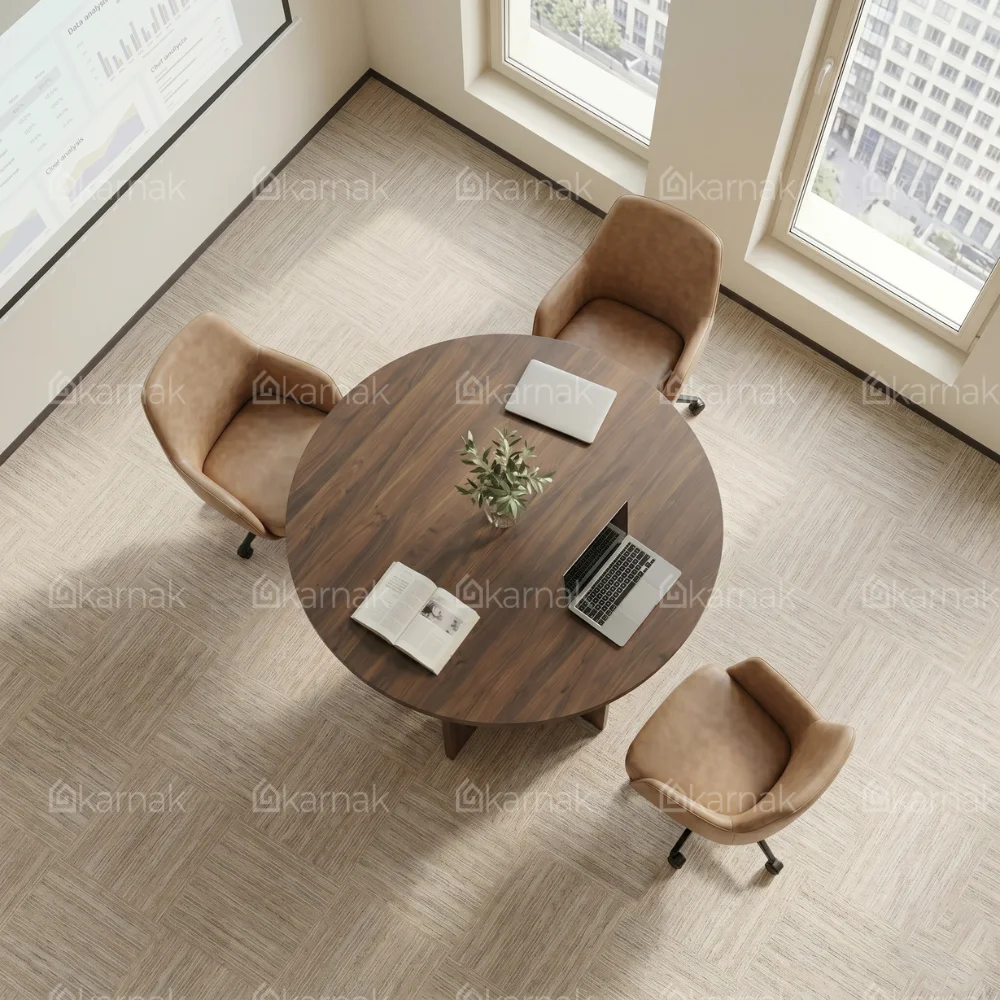 Elite Round Meeting Table Walnut + Grey