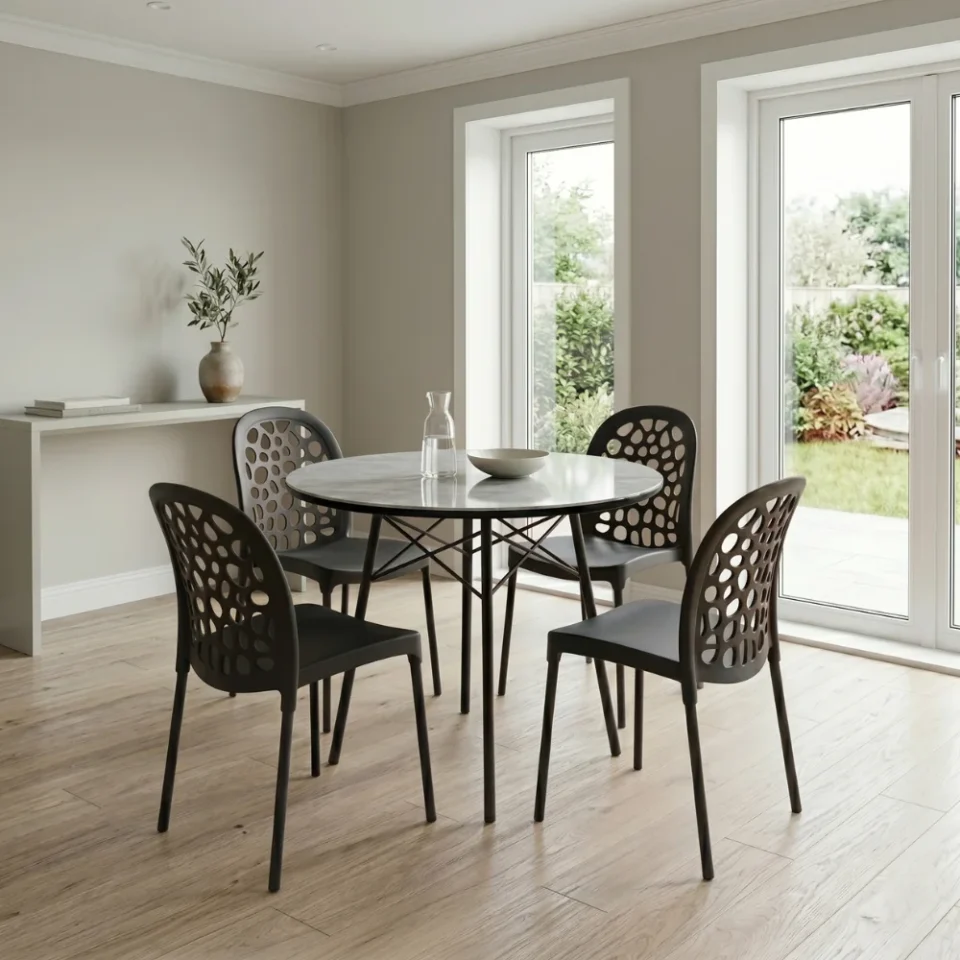 Aljar Dining Set 1+4 White Black…