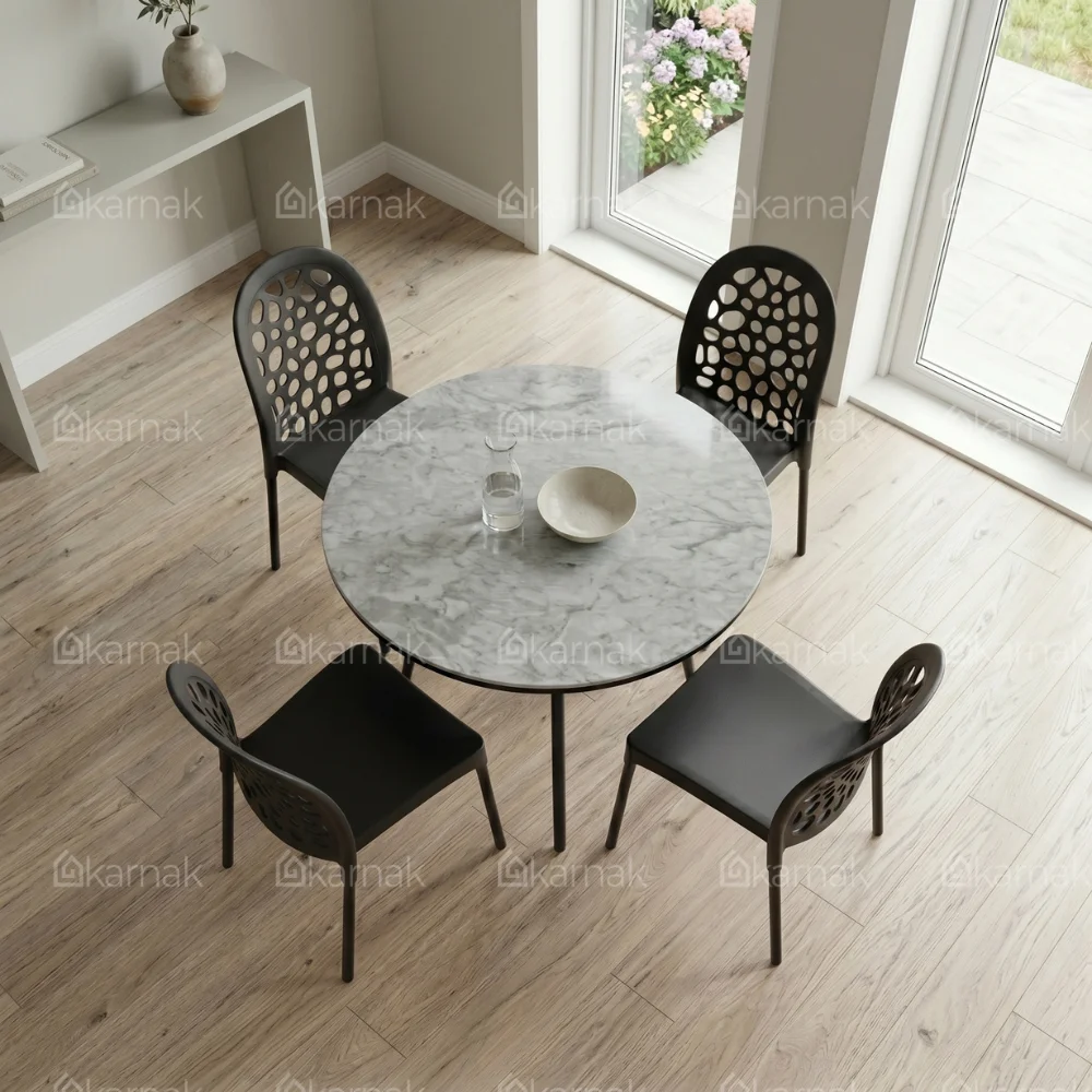 Aljar Dining Set 1+4 White Black
