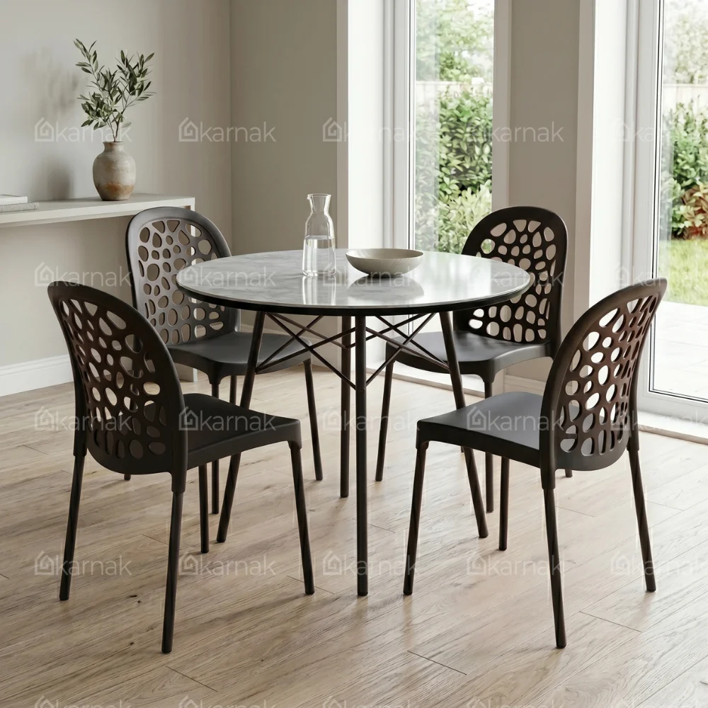 Aljar Dining Set 1+4 White Black