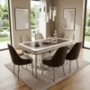 Gorge Dining Set with Marble Ceramic Top 1+6 – Beige Brown
