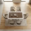 Gorge Dining Set with Marble Ceramic Top 1+6 – Beige Brown