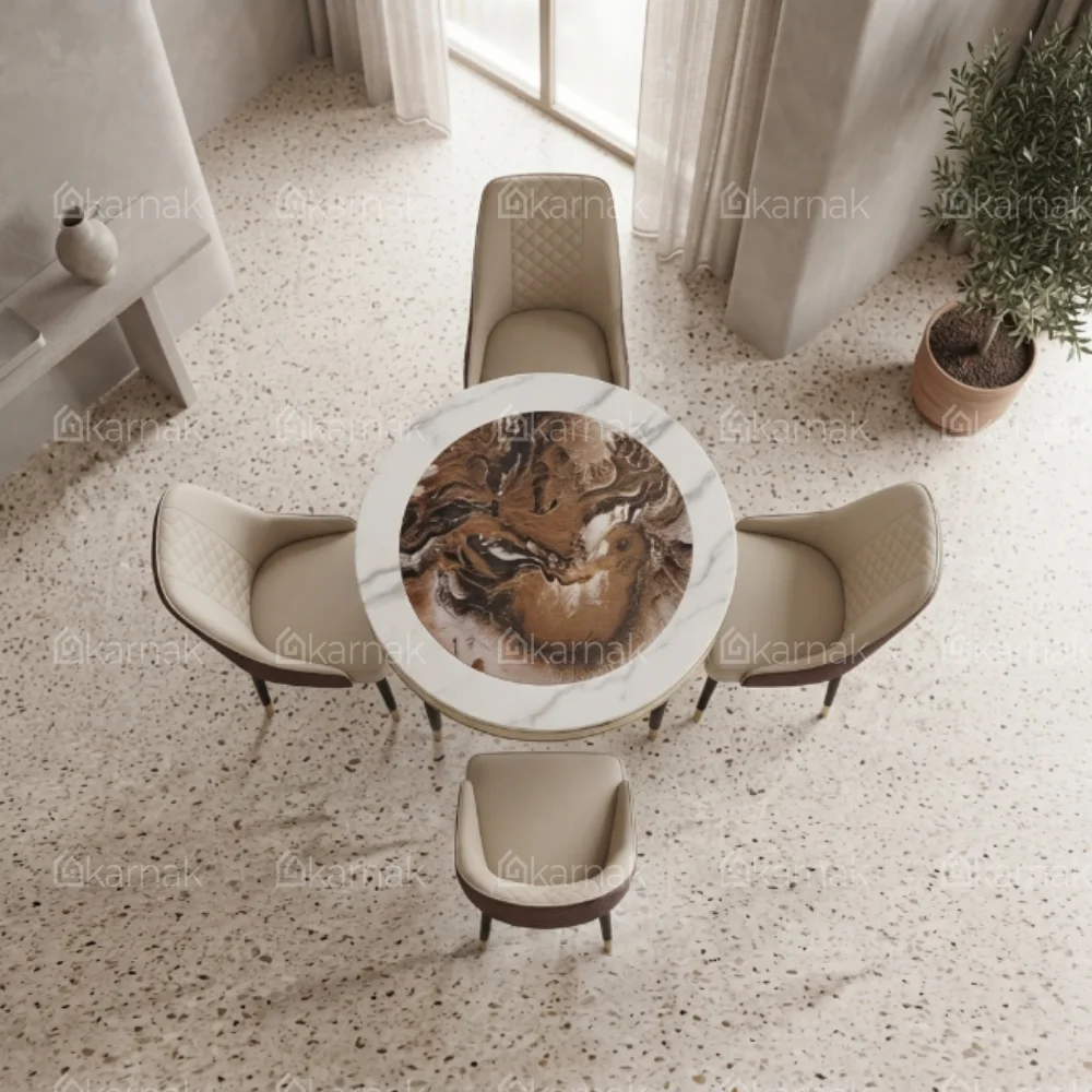 Alezzo Round Dining Set – Beige Brown