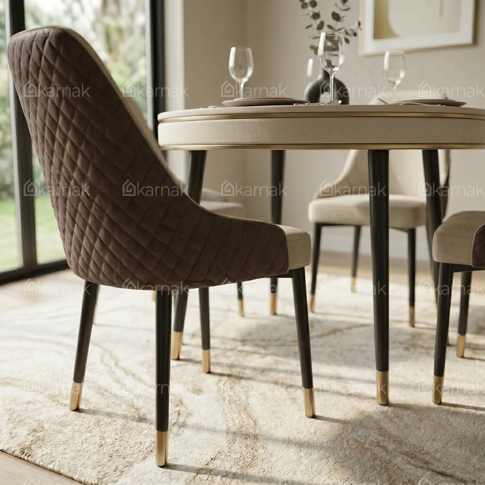 Alezzo Round Dining Set – Beige Brown