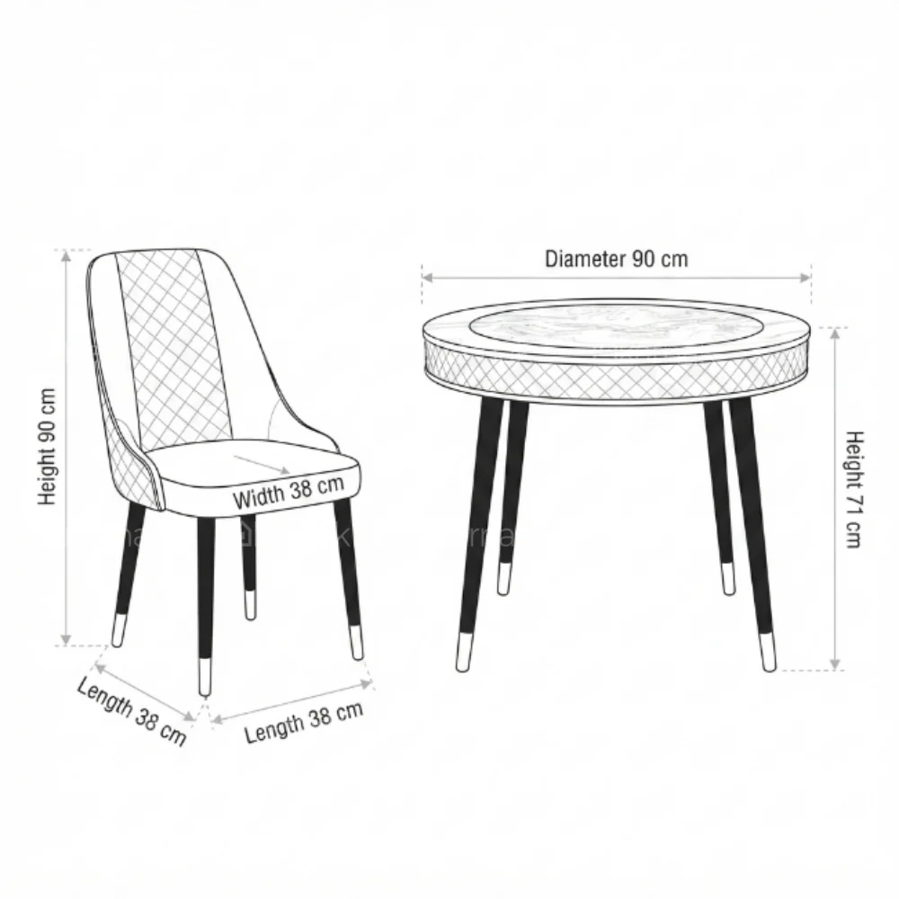 Alezzo Round Dining Set – Beige Brown