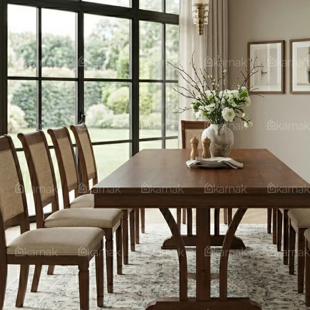 Mirage 1+10 Wooden Dining Table – Brown Cherry