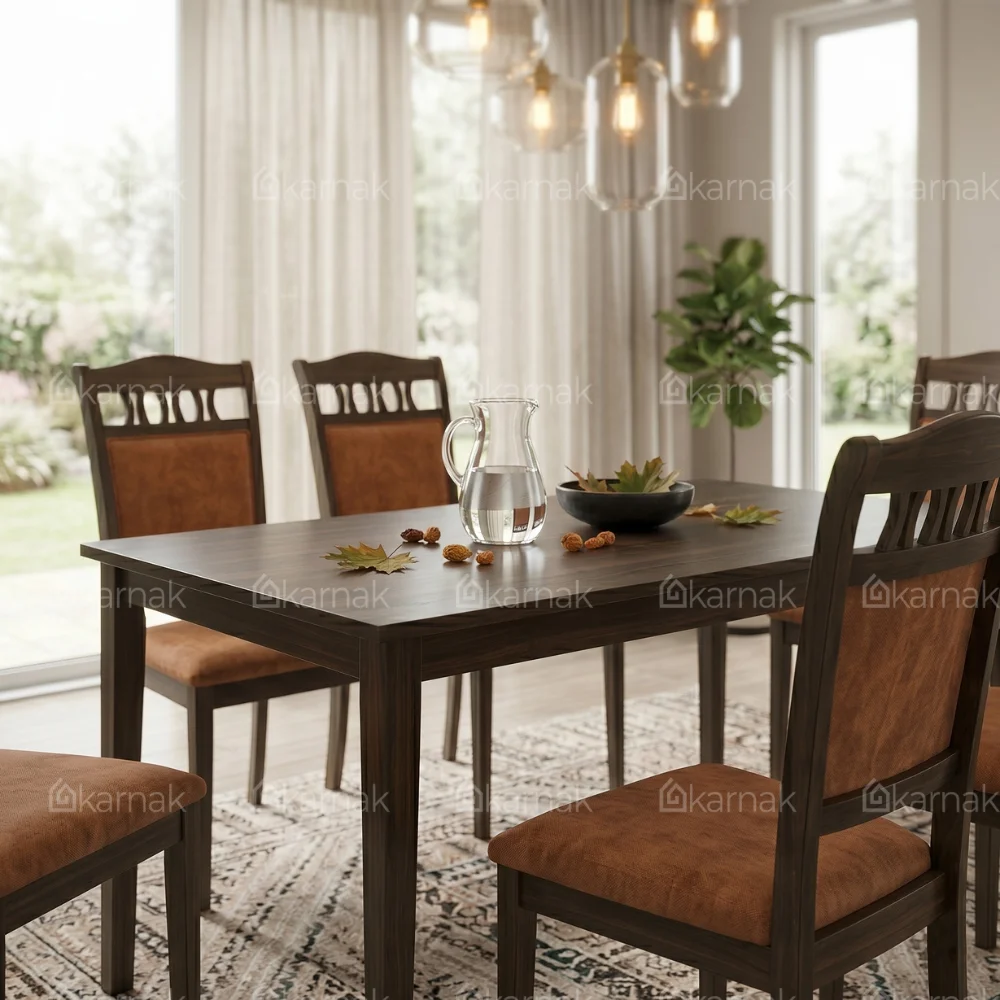 Rocket 1+6 Wooden Dining Table – Cherry Brown