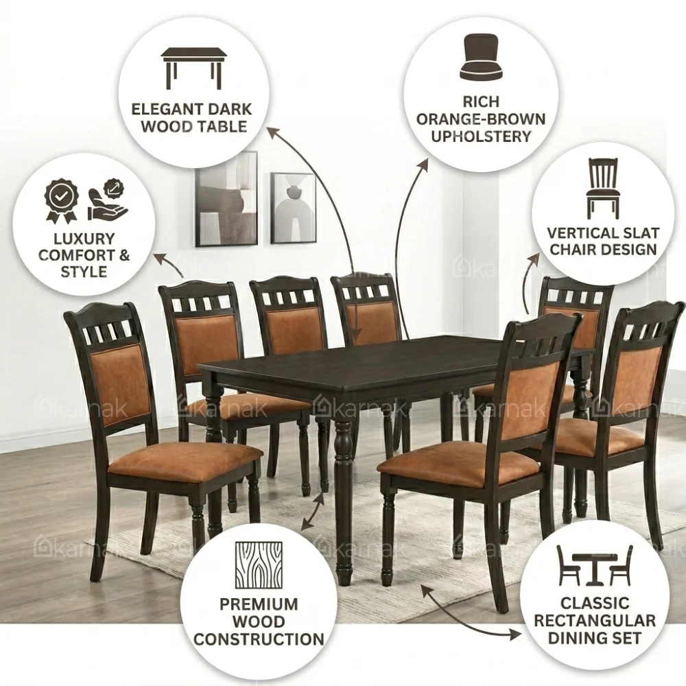 Rocket 1+6 Wooden Dining Table – Cherry Brown
