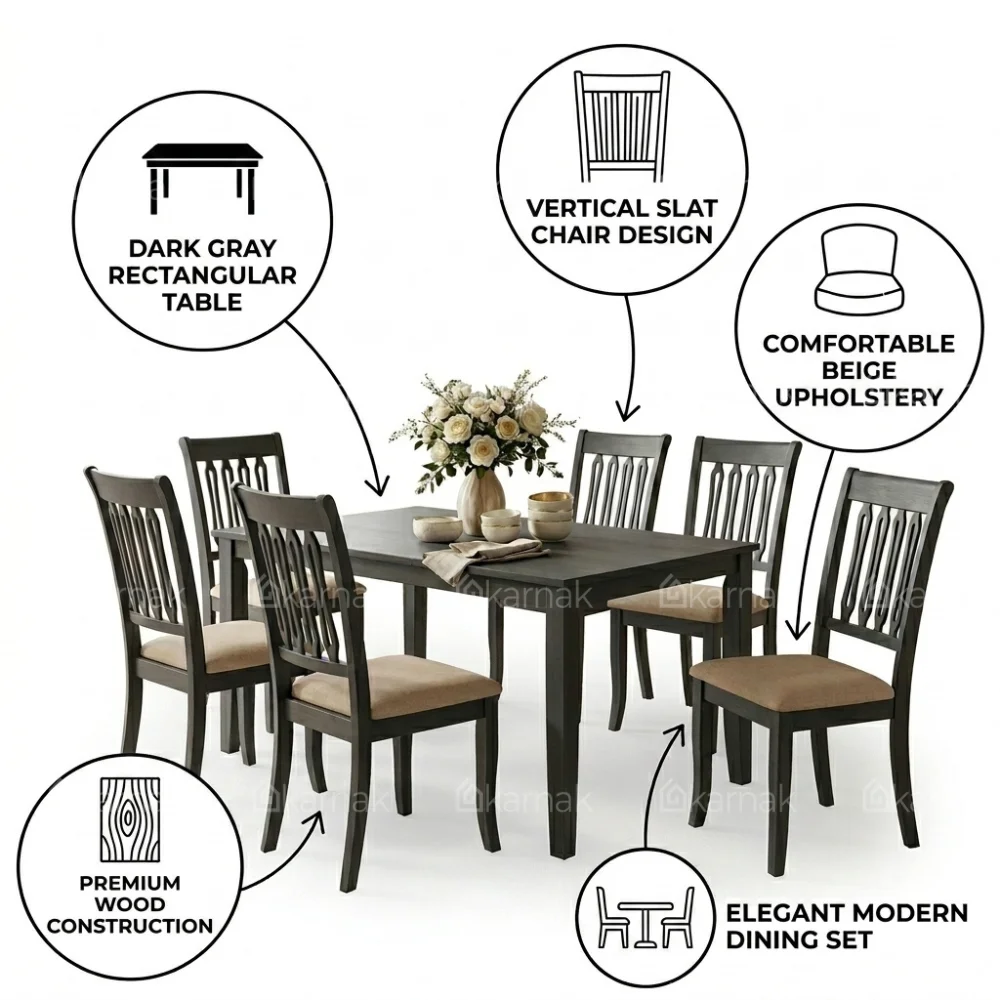 Carrera 1+6 Wooden Dining Table – Antique Brown