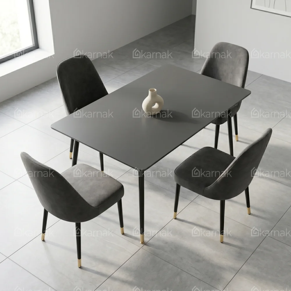 Grigio 1+4 Dining Set Marble Black